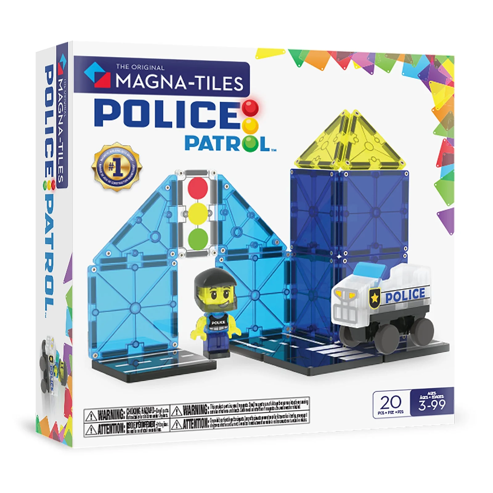 MAGNA-TILES Police Patrol™ 20 Piece Set — manufacturer product photo