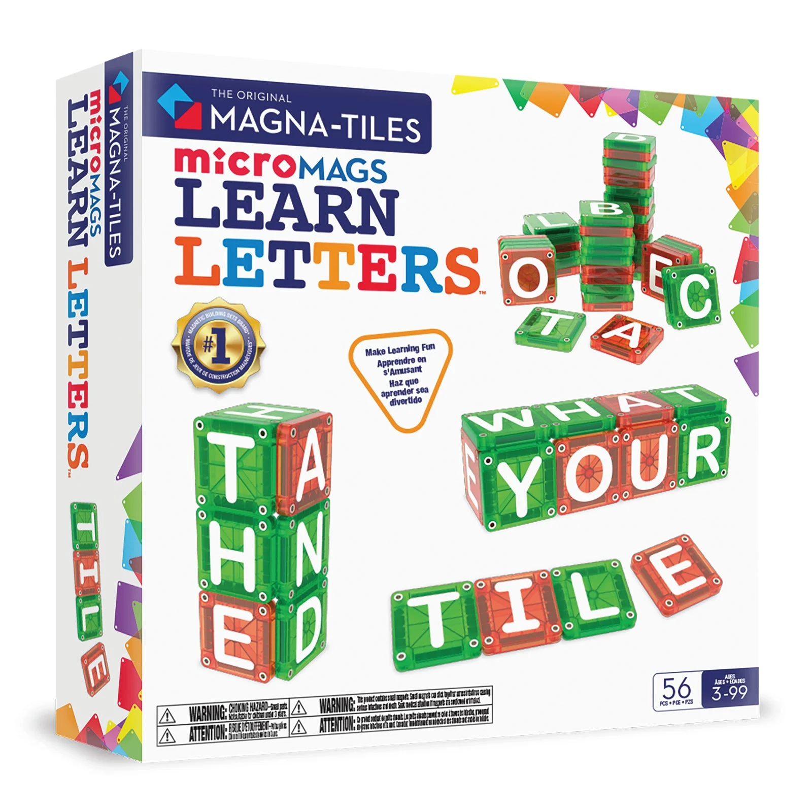 MAGNA-TILES microMAGS LEARN Letters™ 56 Piece Set — manufacturer product photo