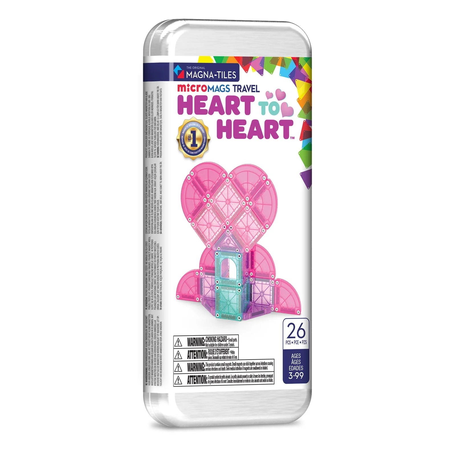 MAGNA-TILES microMAGS Heart to Heart 26 Piece Travel Set — manufacturer product photo