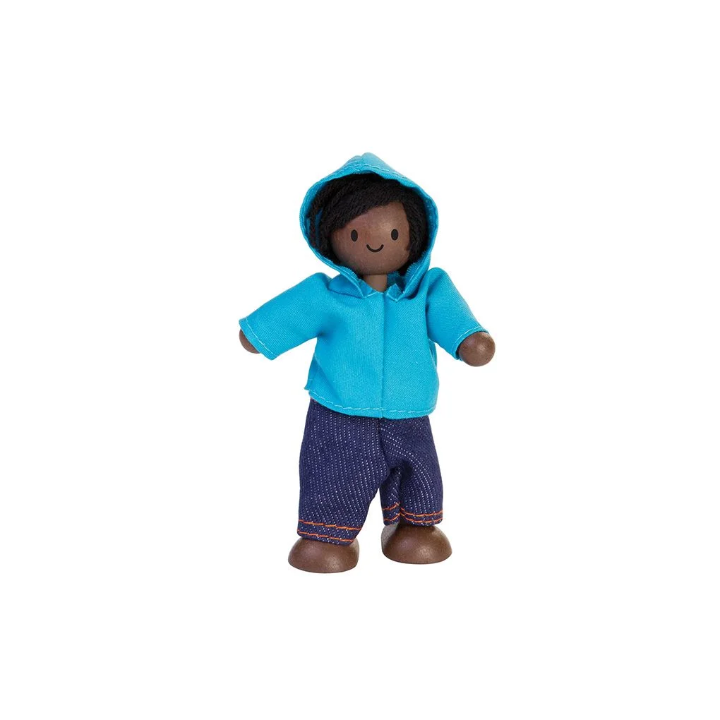 PlanToys Boy Dollhouse Figure - Dark Skin Tone — manufacturer product photo