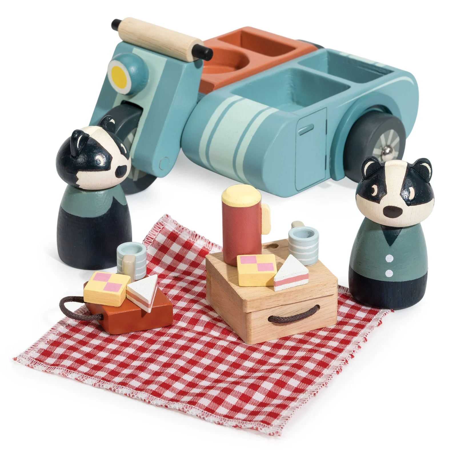Tender Leaf Toys Badger Picnic Motorbike Ride — manufacturer product photo